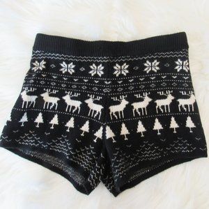 Fair isle print sweater shorts